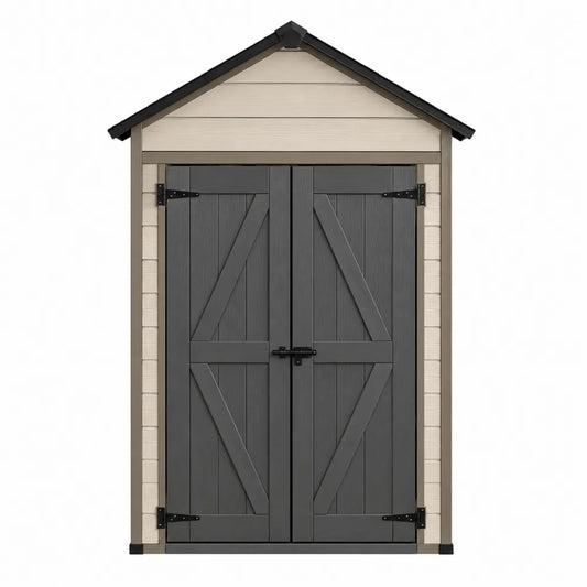 Abri de Jardin en Plastique PVC Gris Beige 190x130x220cm