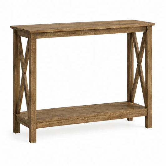 Console en bois de pin chêne clair 120x35x80cm